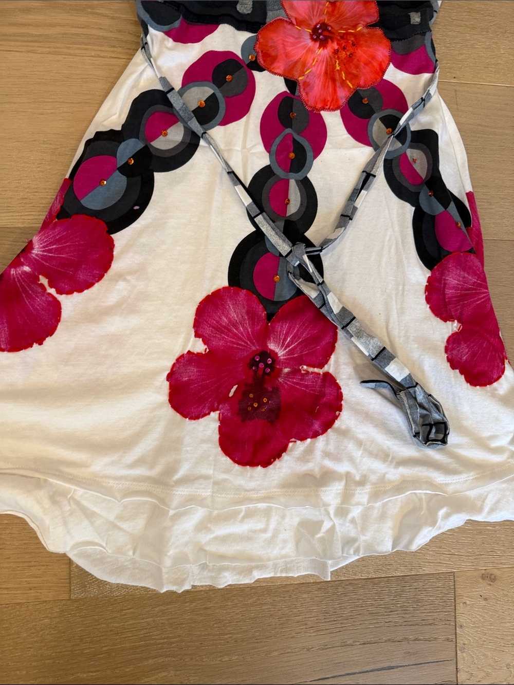 Desigual Women’s White Black Pink Red Floral Sundress size small - Picture 6 of 16